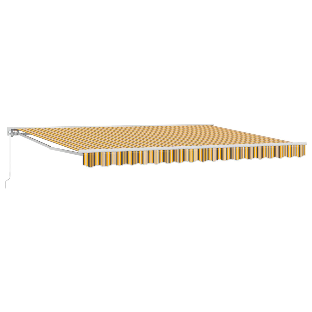 vidaXL Manual Retractable Awning Yellow, Grey and White 4 x 3 m