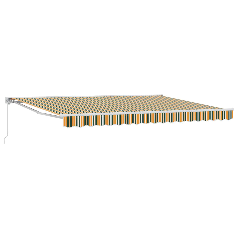 vidaXL Manual Retractable Awning Green and Yellow 4.5 x 3 m