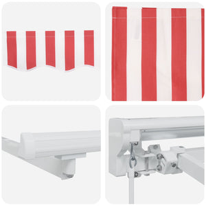 vidaXL Manual Retractable Awning Red and White 5 x 3 m