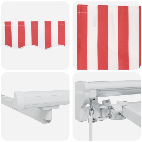 vidaXL Manual Retractable Awning Red and White 5 x 3 m