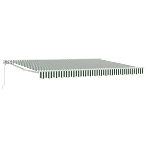 vidaXL Manual Retractable Awning Green and White 5 x 3 m