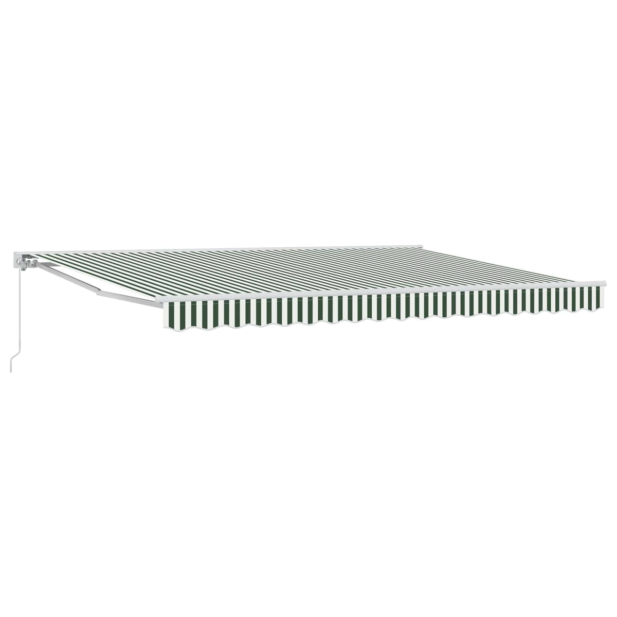vidaXL Manual Retractable Awning Green and White 5 x 3 m