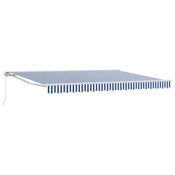 vidaXL Manual Retractable Awning Blue and White 5 x 3.5 m