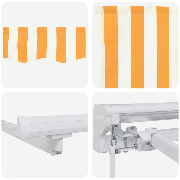 vidaXL Manual Retractable Awning Yellow and White 5 x 3.5 m