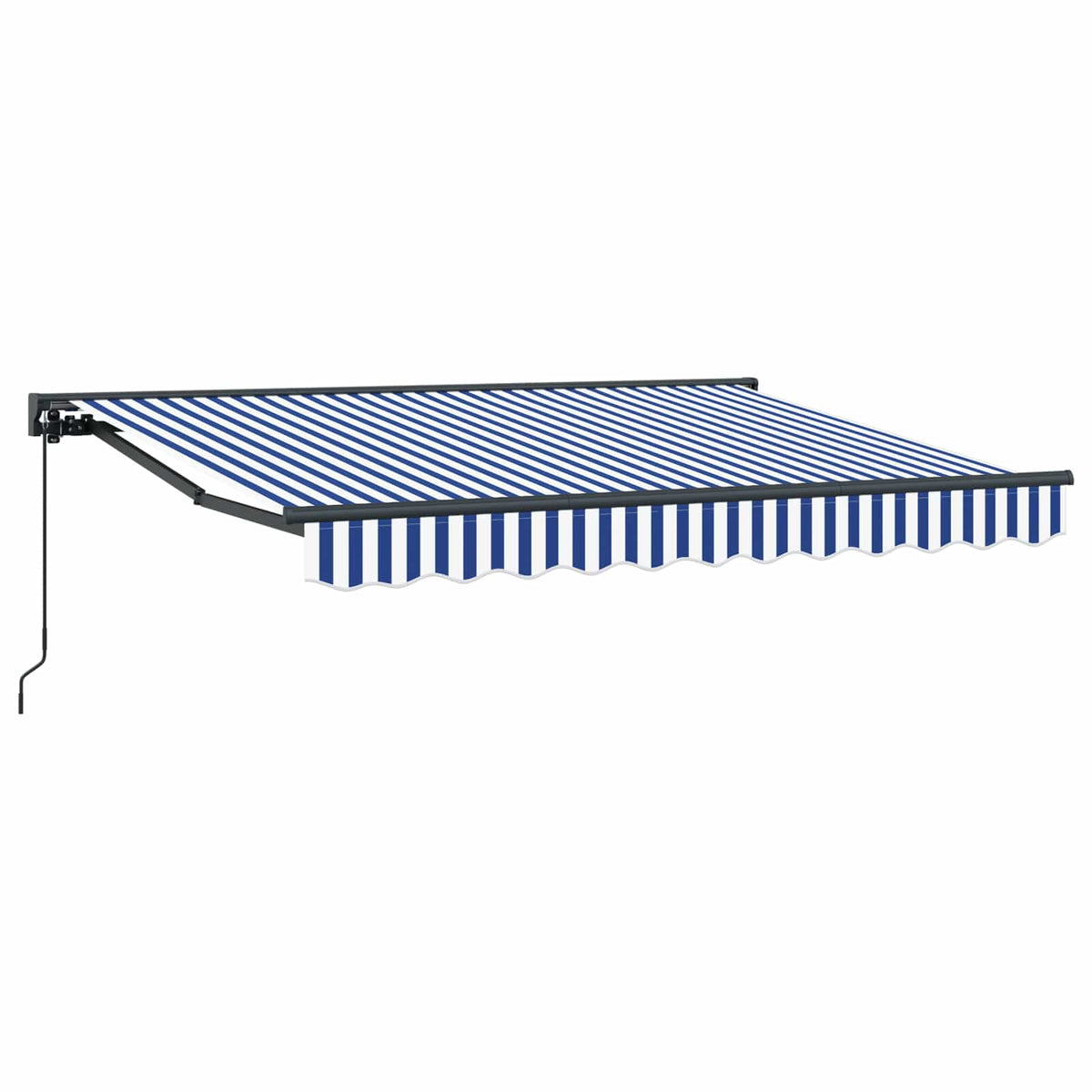 vidaXL Manual Retractable Awning Blue and White 2.5 x 2 m