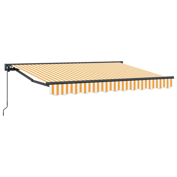 vidaXL Manual Retractable Awning Yellow and White 2.5 x 2 m