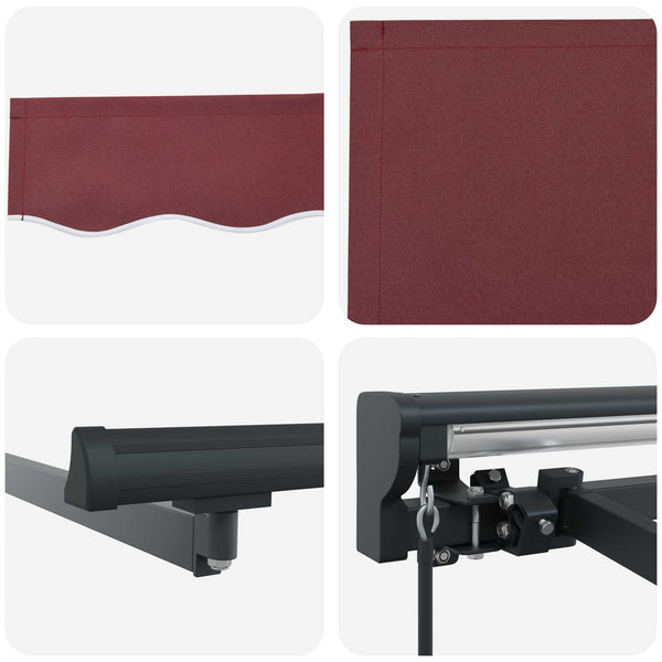 vidaXL Manual Retractable Awning Bordeaux Red 2.5 x 2 m