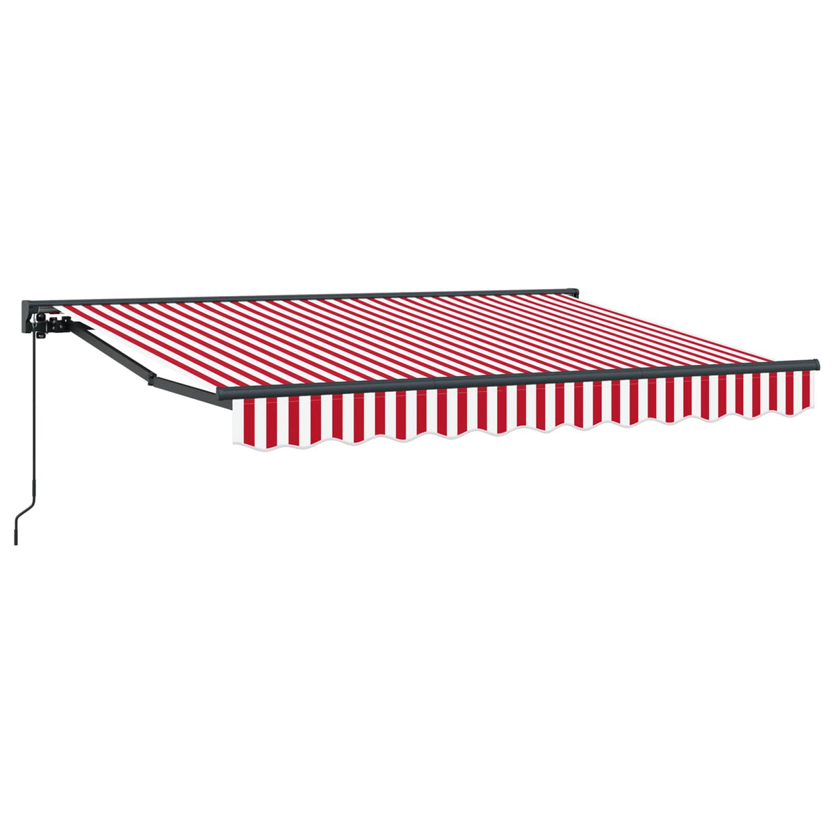 vidaXL Manual Retractable Awning Red and White 2.5 x 2 m