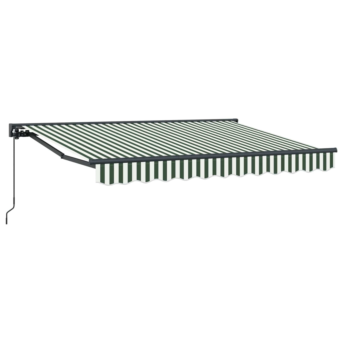 vidaXL Manual Retractable Awning Green and White 2.5 x 2 m