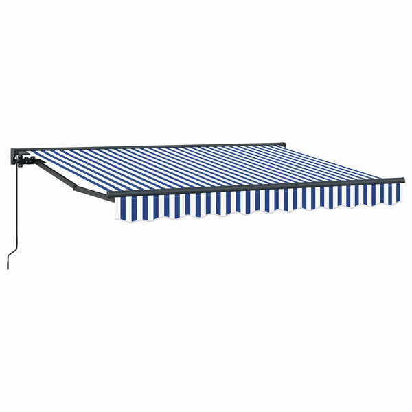 vidaXL Manual Retractable Awning Blue and White 3 x 2 m