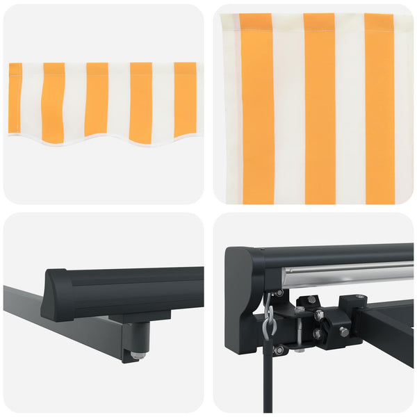 vidaXL Manual Retractable Awning Yellow and White 3 x 2 m