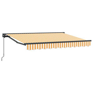 vidaXL Manual Retractable Awning Yellow and White 3.5 x 2 m