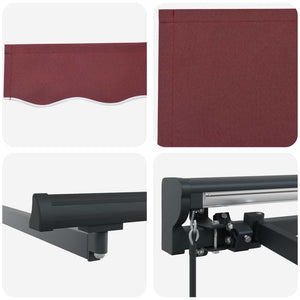 vidaXL Manual Retractable Awning Burgundy 3.5 x 2 m