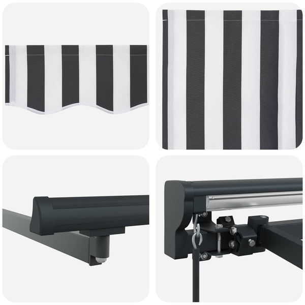 vidaXL Manual Retractable Awning Anthracite and White 3.5 x 2 m