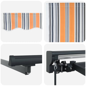 vidaXL Manually Retractable Awning Orange, Grey and Blue 3.5 x 2 m