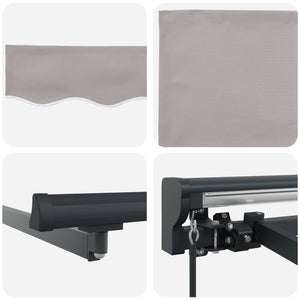 vidaXL Manual Retractable Awning Light Grey 3.5 x 2 m