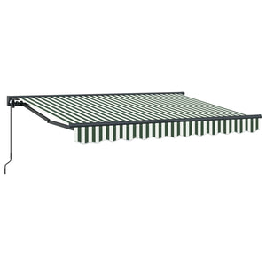 vidaXL Manual Retractable Awning Green and White 3.5 x 2 m