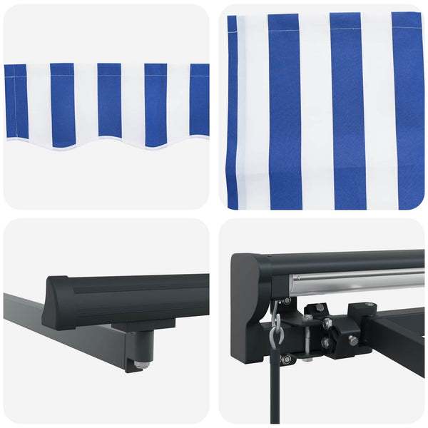 vidaXL Manual Retractable Awning Blue and White 4 x 2 m