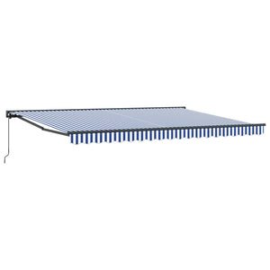 vidaXL Manual Retractable Awning Blue and White 4 x 2 m