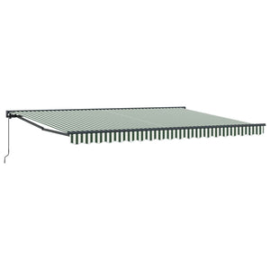 vidaXL Manual Retractable Awning Green and White 4 x 2 m
