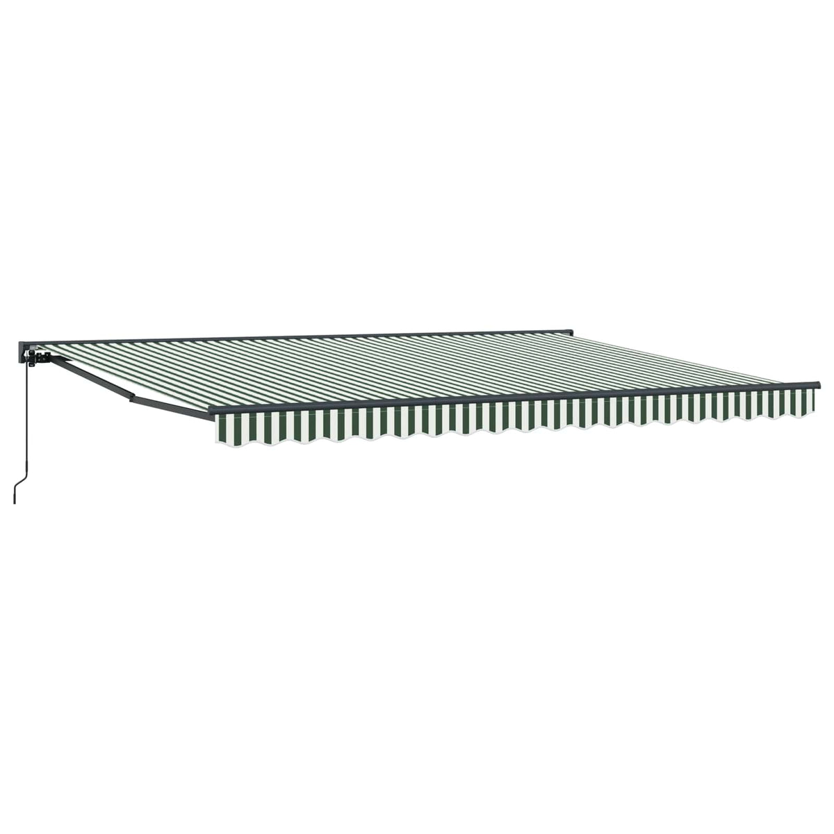 vidaXL Manual Retractable Awning Green and White 4 x 2 m