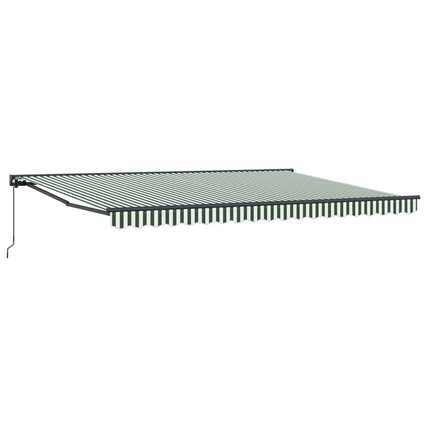 vidaXL Manual Retractable Awning Green and White 4 x 2 m