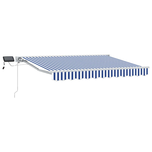 vidaXL Manual Awning Frame with LEDs Blue and White 2.5 x 2 m