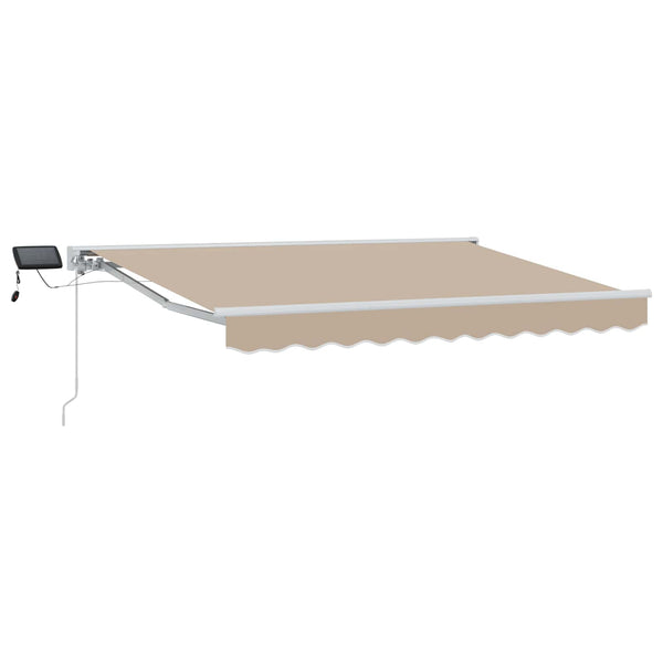 vidaXL Manual Awning Frame with LEDs Beige and White 2.5 x 2 m