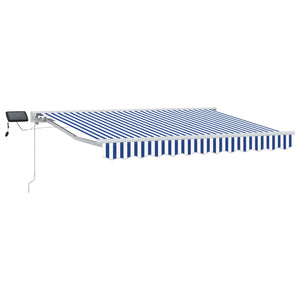 vidaXL Manual Awning Frame with LEDs Blue and White 3 x 2 m