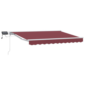 vidaXL Manual Awning Frame with LEDs Burgundy and White 3 x 2 m
