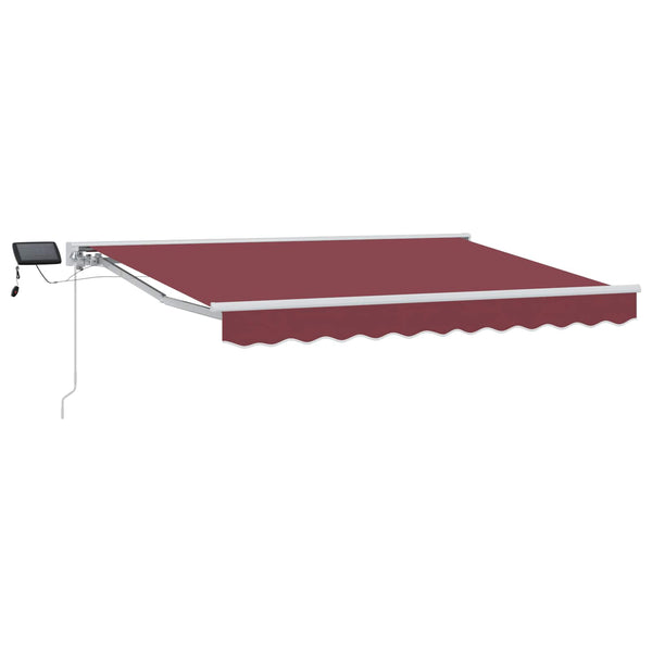 vidaXL Manual Awning Frame with LEDs Burgundy and White 3 x 2 m