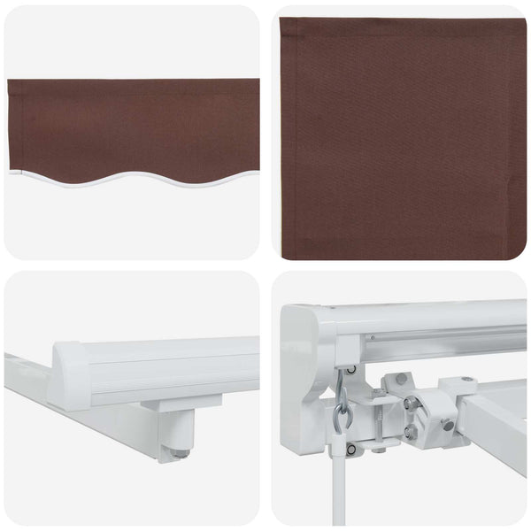vidaXL Manual Awning Frame with LEDs Brown and White 3.5 x 2 m