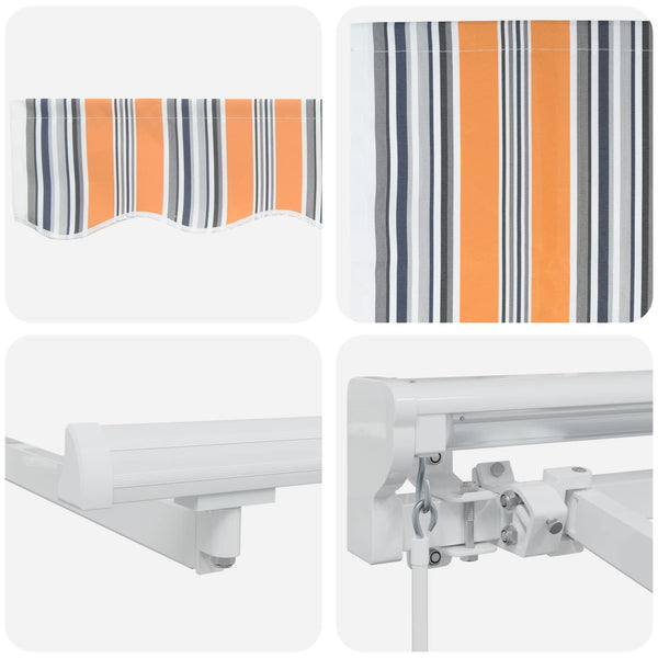 vidaXL Manual Awning Frame with LEDs Blue, Orange, White 3 x 2.5 m