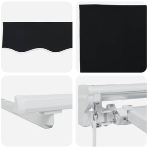 vidaXL Manual Awning Frame with LEDs Black and White 3 x 2.5 m