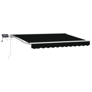 vidaXL Manual Awning Frame with LEDs Black and White 3 x 2.5 m