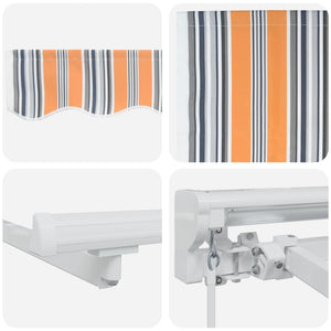 vidaXL Manual Awning Frame with LEDs Blue, Orange, White 4 x 3 m