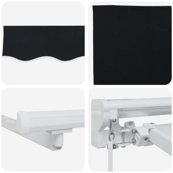 vidaXL Manual Awning Frame with LEDs Black and White 4 x 3 m