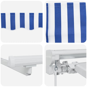 vidaXL Manual Awning Frame with LEDs Blue and White 4 x 3.5 m