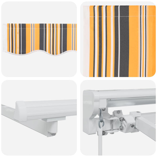 vidaXL Manual Awning Frame with LEDs Yellow, Grey and White 4 x 3.5 m