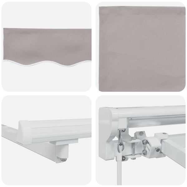 vidaXL Manual Awning Frame with LEDs Light Gray and White 4.5 x 3 m
