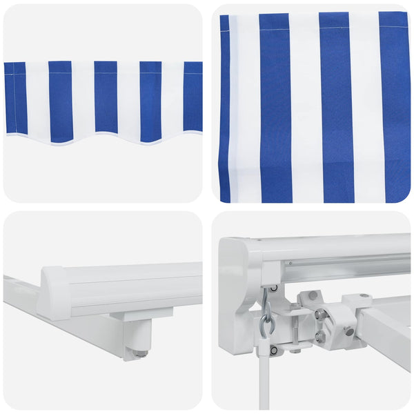 vidaXL Manual Awning Frame with LEDs Blue and White 5 x 3 m
