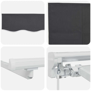 vidaXL Manual Awning Frame with LEDs White, Gray, Anthracite 5 x 3 m