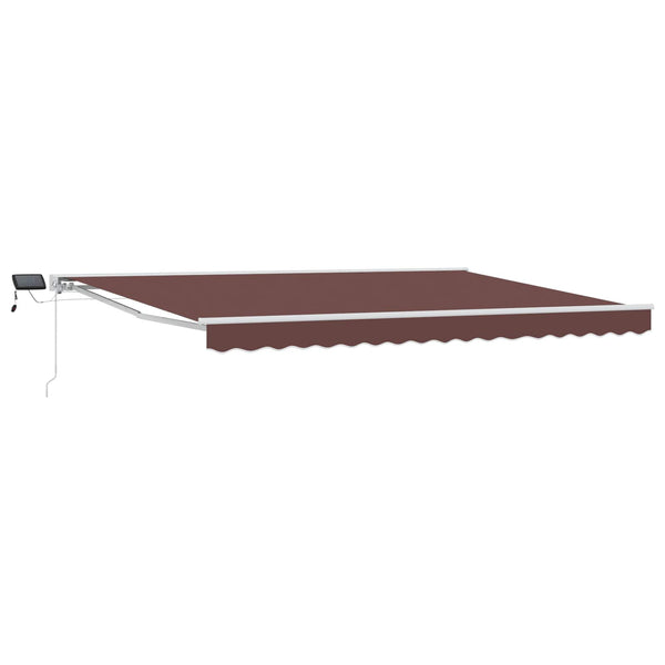 vidaXL Manual Awning Frame with LEDs Brown and White 5 x 3 m