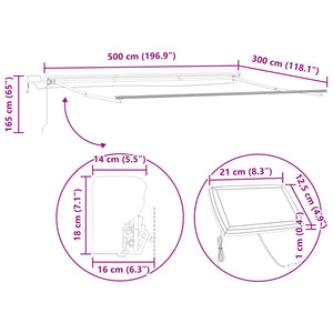 vidaXL Manual Awning Frame with LEDs Brown and White 5 x 3 m