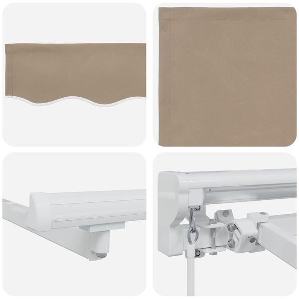 vidaXL Manual Awning Frame with LEDs Beige and White 5 x 3 m