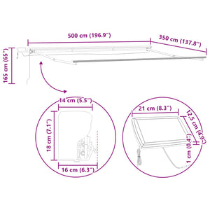 vidaXL Manual Awning Frame with LEDs 5 x 3.5 m