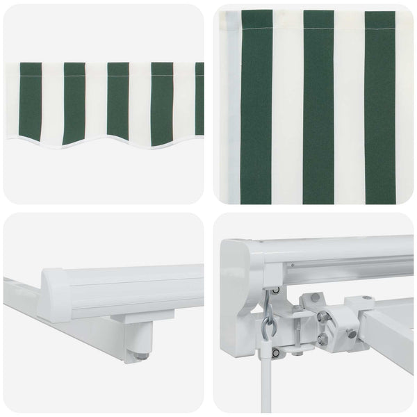 vidaXL Manual Awning Frame with LEDs Green and White 5 x 3.5 m