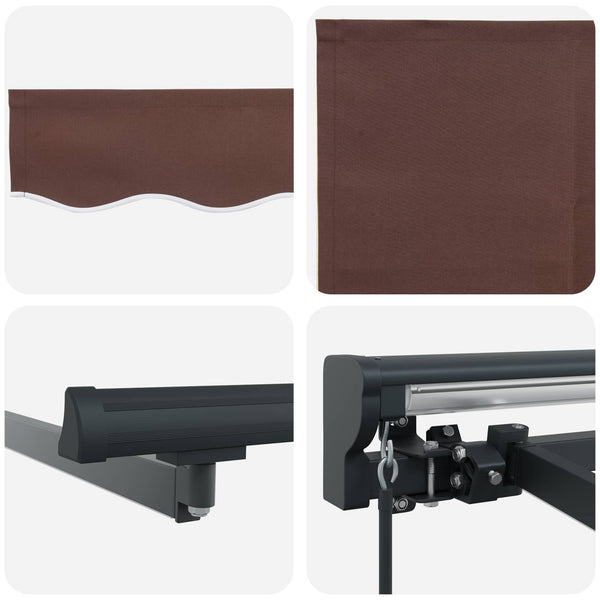 vidaXL Manual Awning Frame with LEDs Brown and Anthracite 2.5 x 2 m