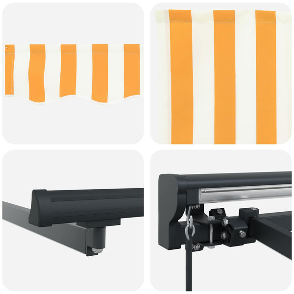 vidaXL Manual Awning Frame with LEDs Yellow, White, Anthracite 3 x 2 m