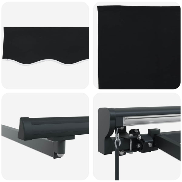 Manuelle Markise mit LED, 4x3 m, Schwarz/Anthrazit